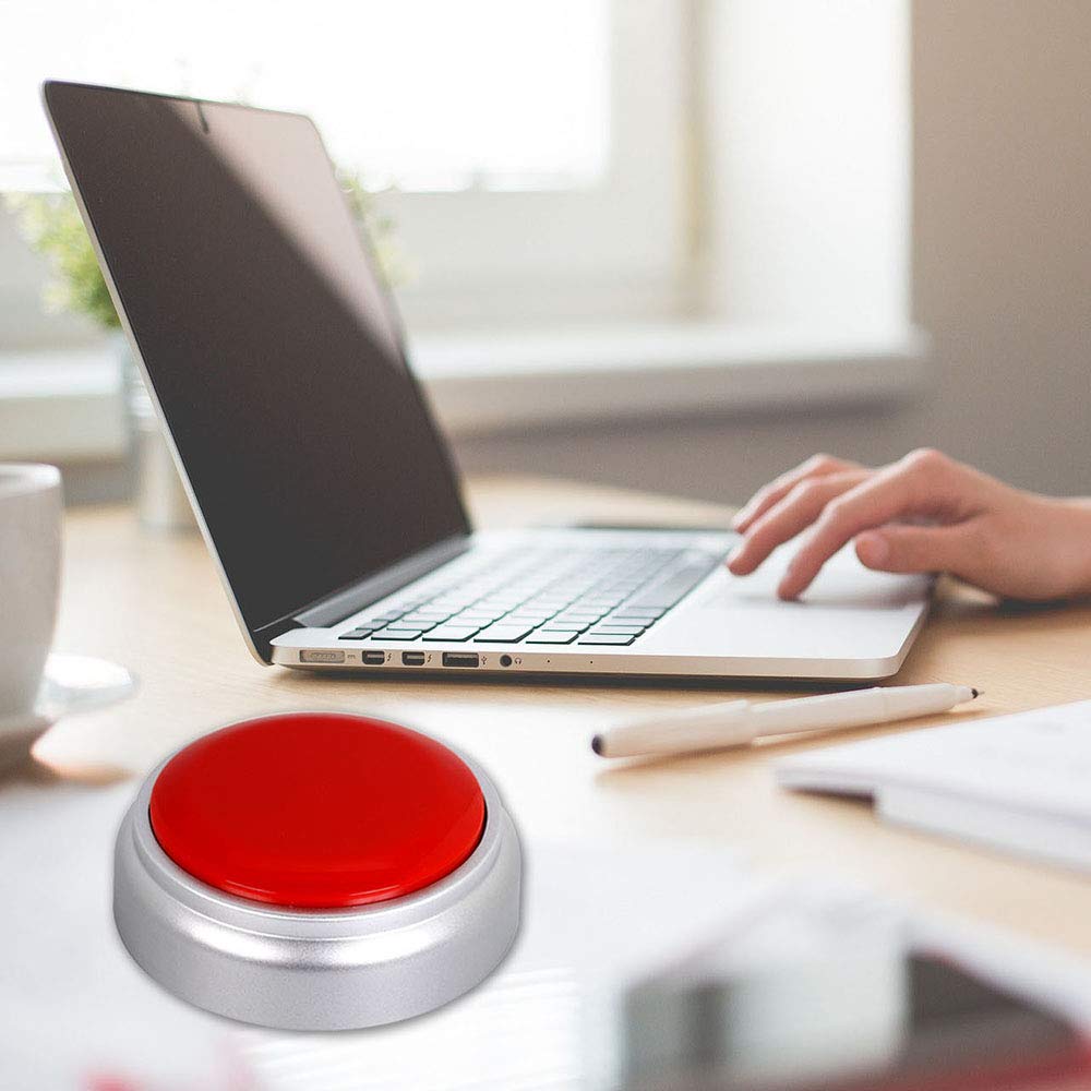 Botón de Grabación de Voz Grabable Rojo y Plateado para Oficina