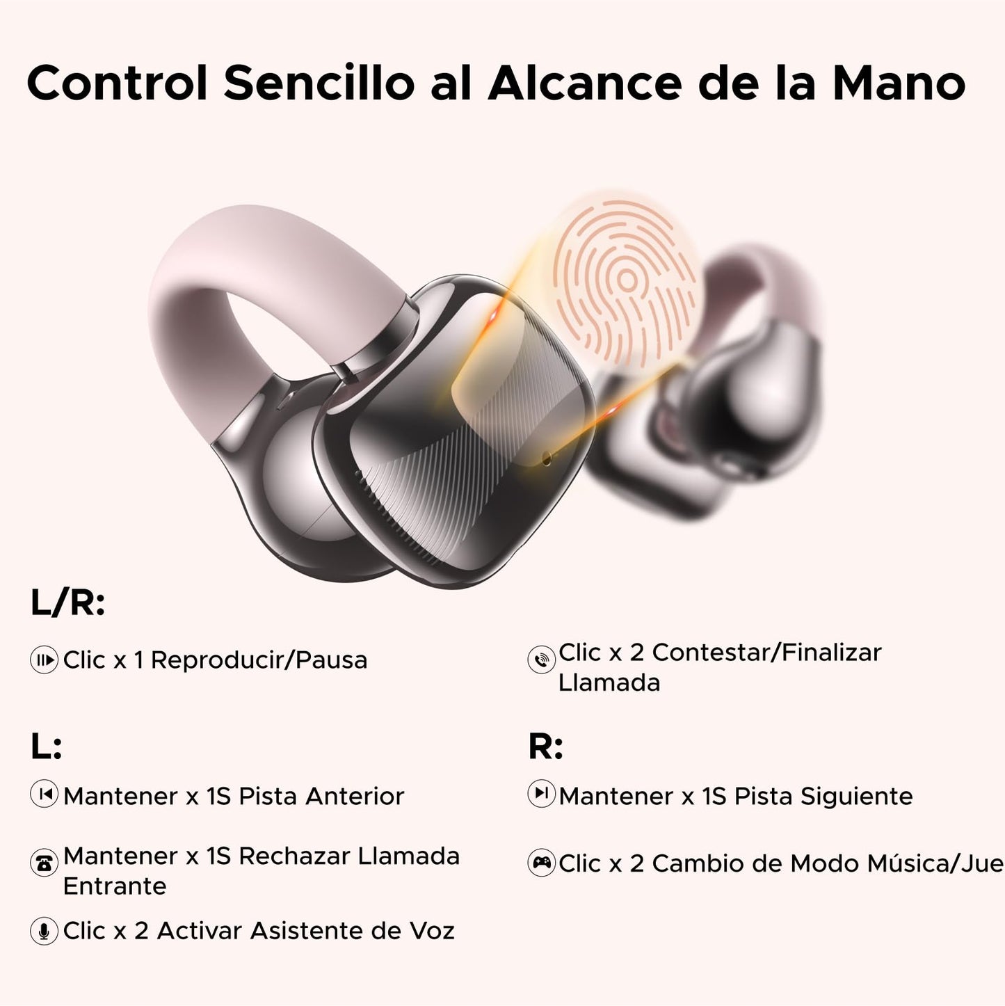 Audífonos Inalámbricos Bluetooth 5.4 UGREEN Negro Open-Ear ENC 12mm con Carga Rápida para 30 Horas de Reproducción