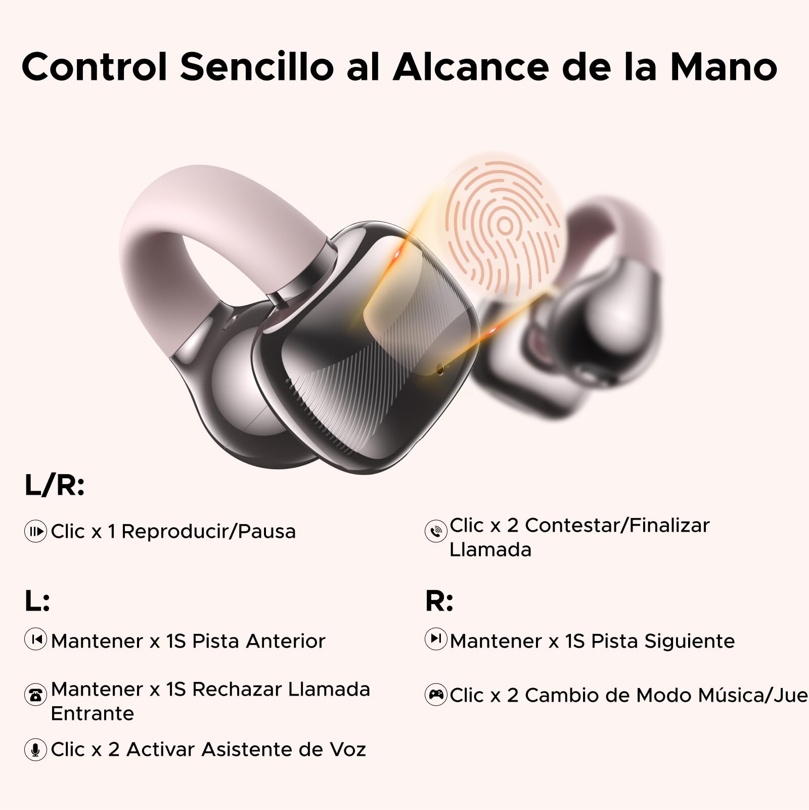 Audífonos Inalámbricos Bluetooth 5.4 UGREEN Negro Open-Ear ENC 12mm con Carga Rápida para 30 Horas de Reproducción