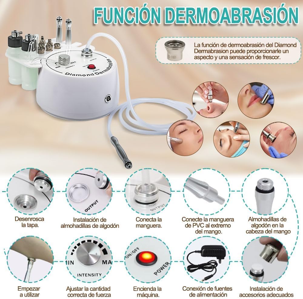 Máquina de Microdermoabrasión 3 en 1, Equipo para El Cuidado de La Piel Facial en El hogar, Equipo de Dermoabrasión Facial, Equipo de Dermoabrasión, Dermoabrasión
