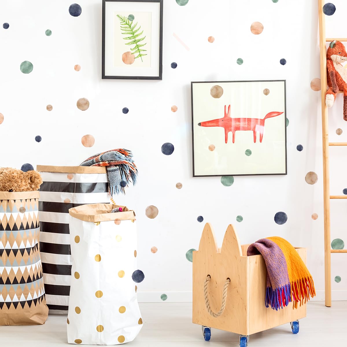 HJKlove 330 Calcomanías De Pared Con Puntos De Acuarela, Pegatinas De Pared De Lunares Bohemios Con Arcoíris Para Habitación De Niños, Multicolor