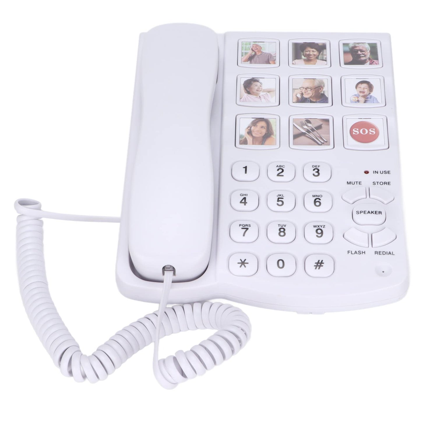 fansheng Teléfonos de Botones Grandes para Personas Mayores, con Discapacidad Auditiva, Teléfono Fijo con Cable Y Tonos de Llamada Súper Fuertes para Hogar, Teléfono de Escritorio con Cable
