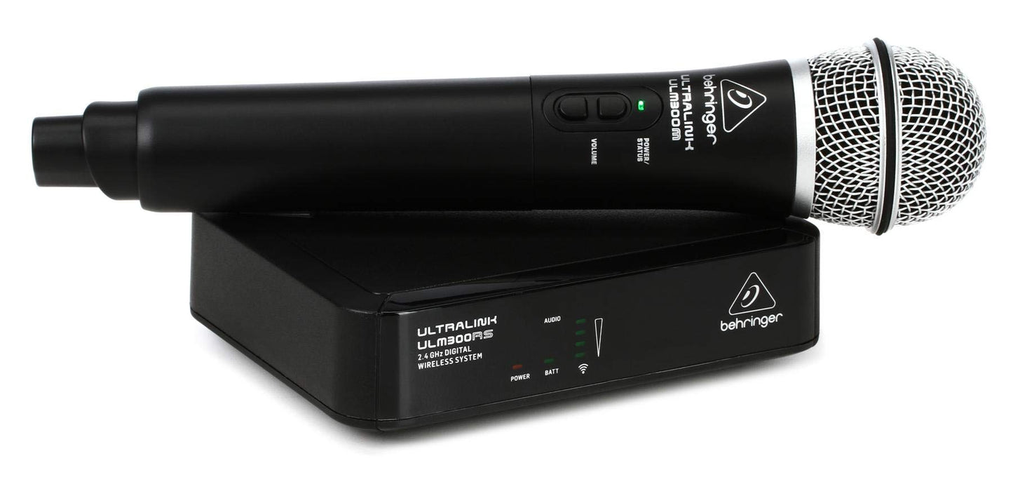 Behringer ULM300MIC Sistema inalámbrico Digital de Alto Rendimiento de 2,4 GHz con micrófono de Mano y Receptor, Negro y Plateado