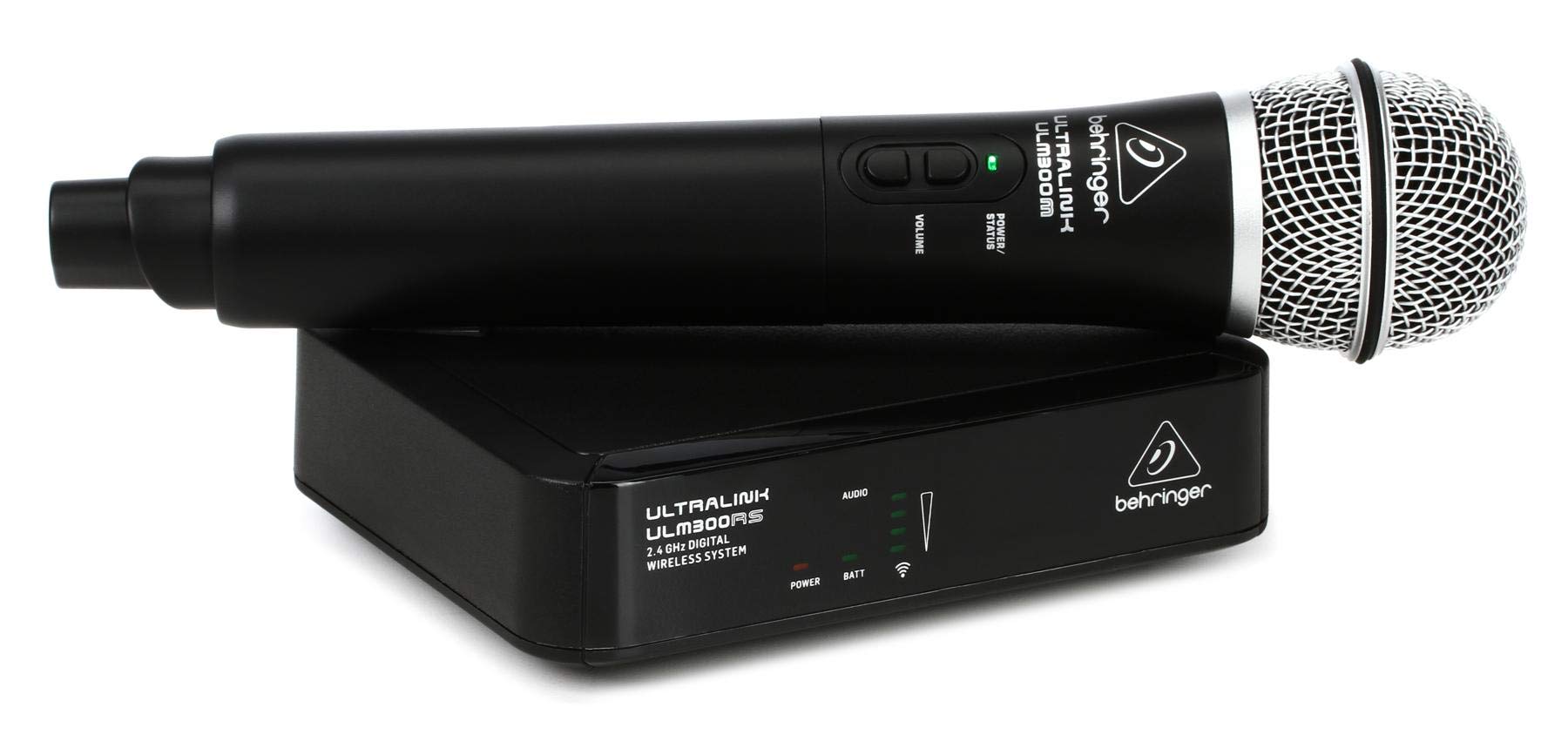 Behringer ULM300MIC Sistema inalámbrico Digital de Alto Rendimiento de 2,4 GHz con micrófono de Mano y Receptor, Negro y Plateado