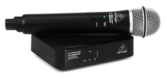 Behringer ULM300MIC Sistema inalámbrico Digital de Alto Rendimiento de 2,4 GHz con micrófono de Mano y Receptor, Negro y Plateado