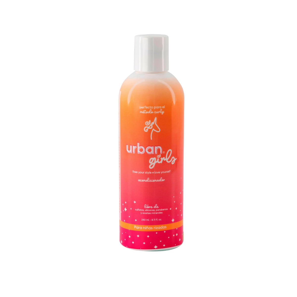 URBAN CURLS Acondicionador para Cabello Rizado de Niñas 240 ml – Sin Sulfatos, Parabenos ni Siliconas – Con Aceite de Coco e Ingredientes Naturales – Define Rizos, Suaviza, Hidrata y Facilita el Desenredo