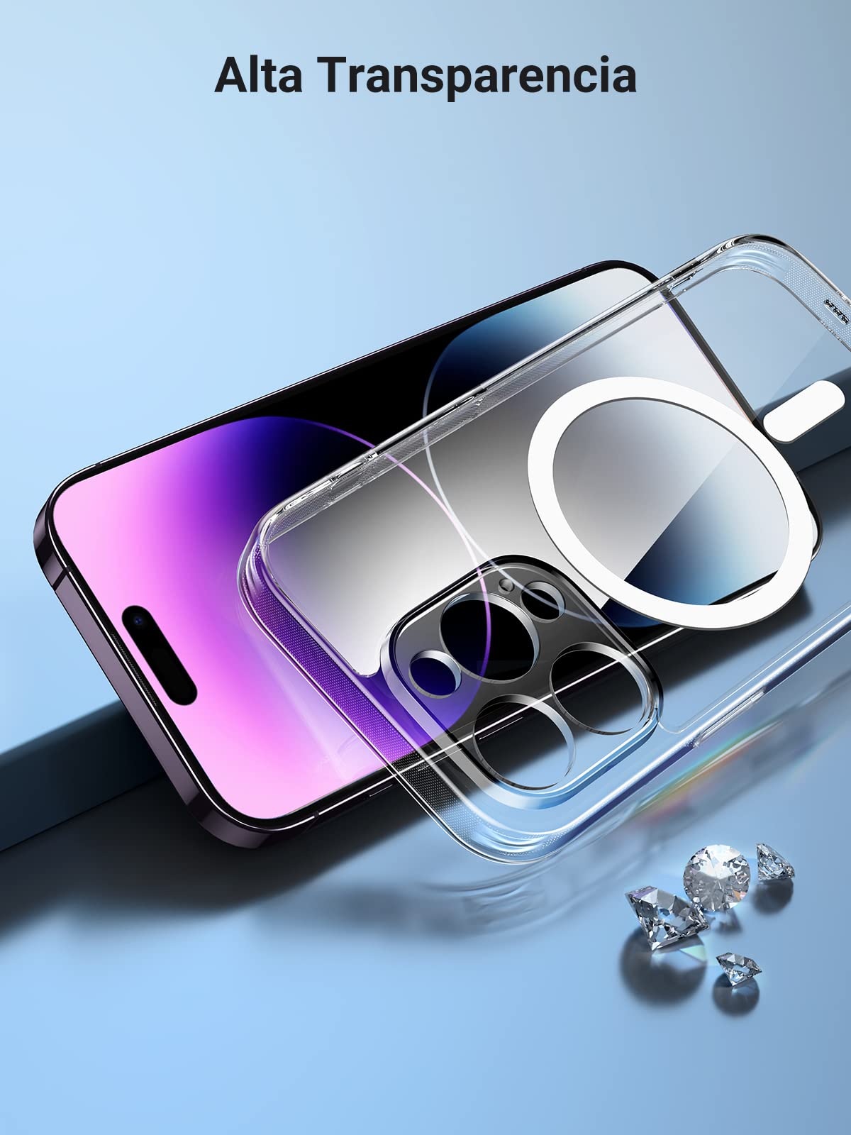 Funda para iPhone 14 Pro MAX UGREEN Transparente con Bolsa de Aire Magnética Ultra Delgado Anti-Caída de Carga Inalámbrica