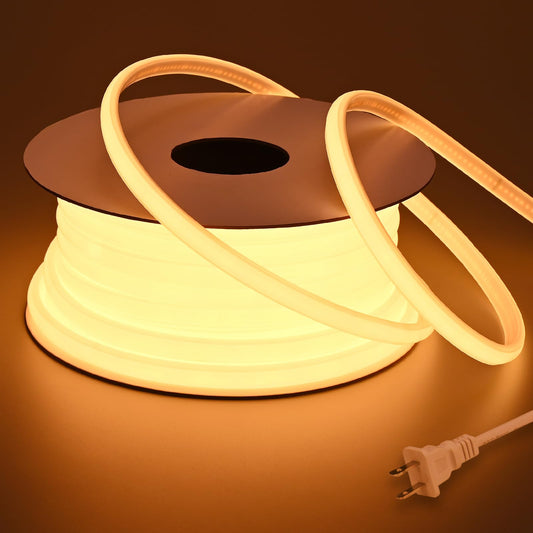 BENLUN Tira LED COB 110V 20 Metros, 2700K Blanco Cálido Luces de LED Exterior Impermeable, 10W/M CRI 90+ Flexible Luz LED sin Transformador para Habitacion Techo, Decoración, Patio