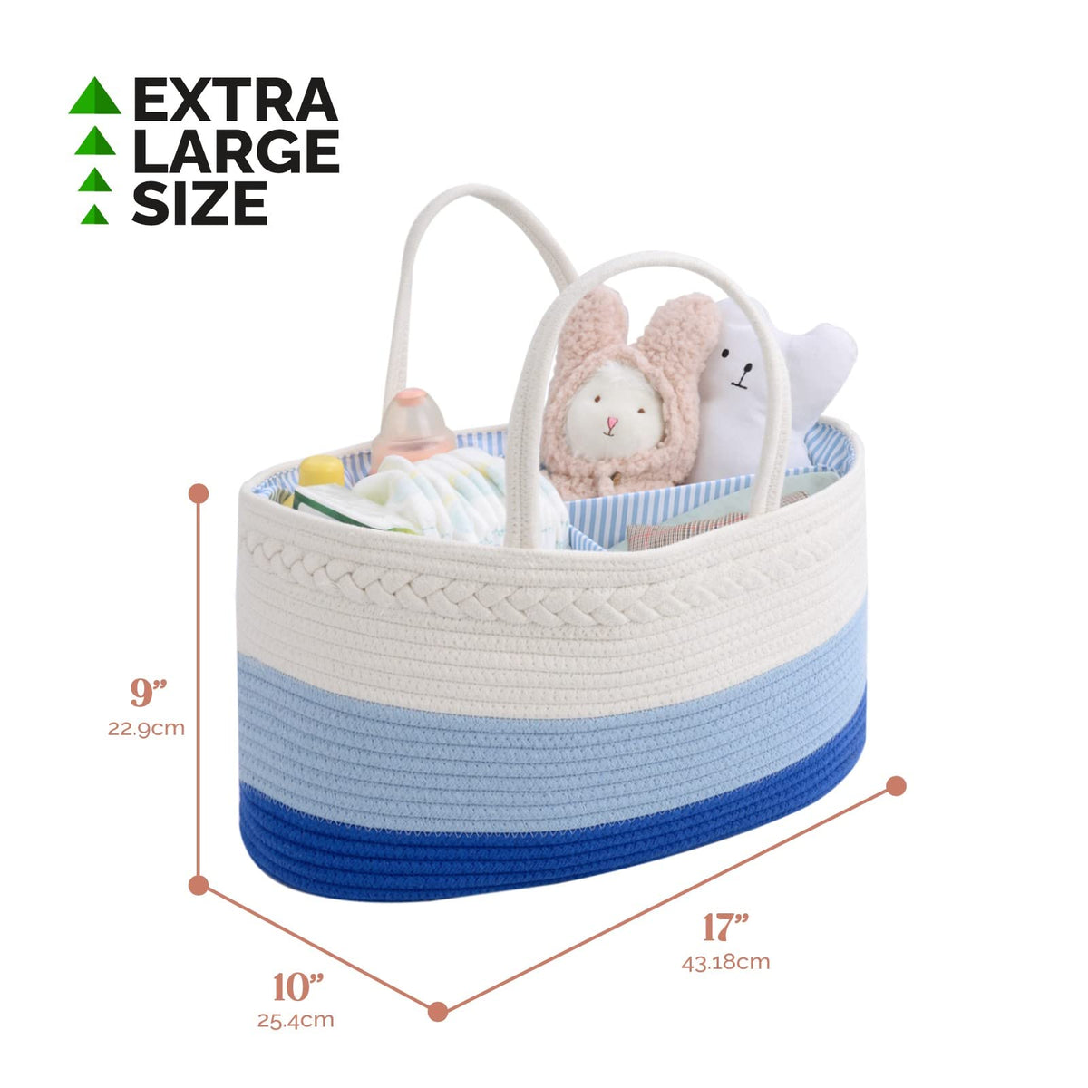 luxury little Organizador de pañales para bebé, cesta de pañales extragrande con cuerda de algodón para guardería, organizador de cambiador, bolsa portátil con divisor, almacenamiento de coche, regalos de baby