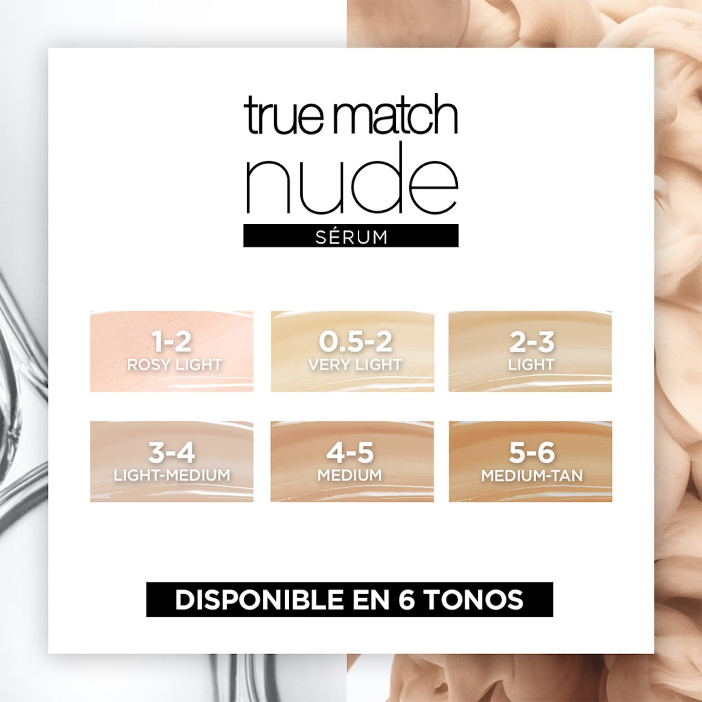 L'Oréal Paris sérum rellenador con color y ácido hialurónico True Match, Tono 2-3 Light, 30ml