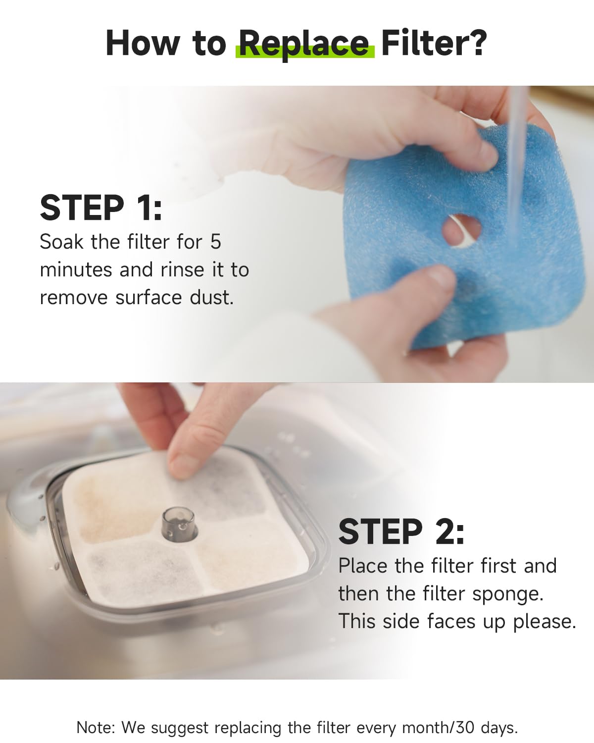 Filtro de Fuente de Agua para Perro APD APETDOLA 9 L 5 Capas, Repuesto de 8 Filtros y Esponjas Prefiltrantes