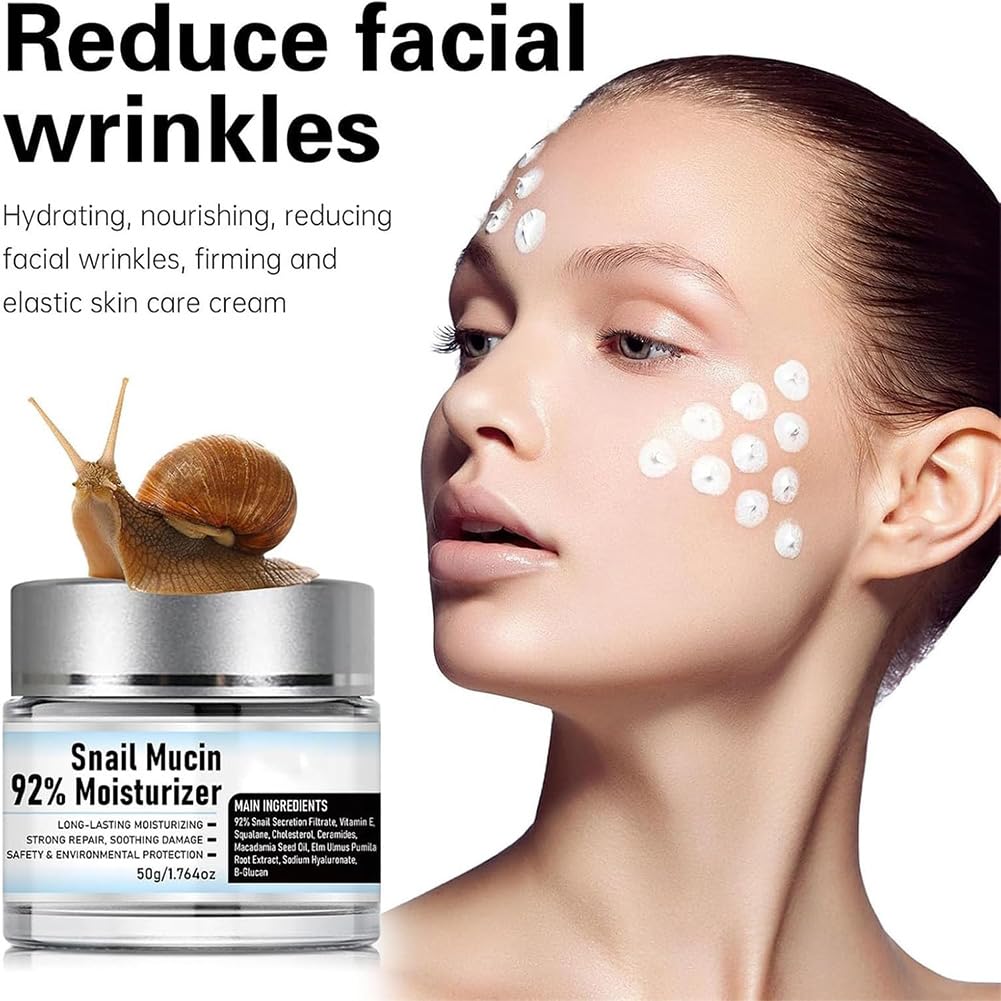 Snail Mucin 92% Moisturizer Daily Face Gel Cream, Crema De Baba De Caracol Original, Lism Snail Mucin Moisturizer Face Cream, Face Snail Mucin Hydrating Repair Face Gel Cream (1Pcs, One size)