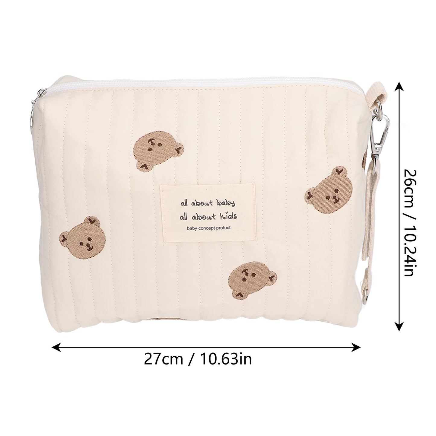 La bolsa de pañales para bebés, la bolsa de pañales al aire libre conveniente reutilizable patrón lindo para ir de compras(Bordado de oso)