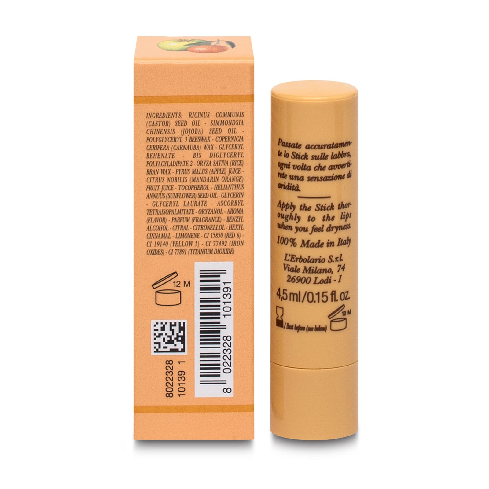 LErbolario L'erbolario lip gloss - apple & mandarin - hydrate, protect and soften lips with a light shimmer - cruelty free, dermatologically tested, no silicones, parabens, or petrolatum - .15 oz