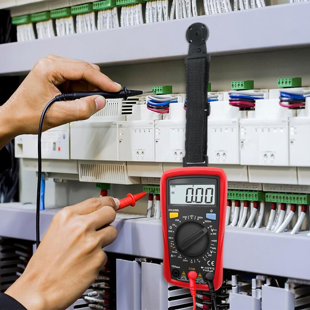 Kit de correa magnética para colgar multímetro digital Fluke, kit de bucle universal para colgar con imán para Fluke 23 III 50 II, 70 III, 77 IV, 80 IV, 180 Series, 115B+ 17B+ 18B+ multímetros (negro)