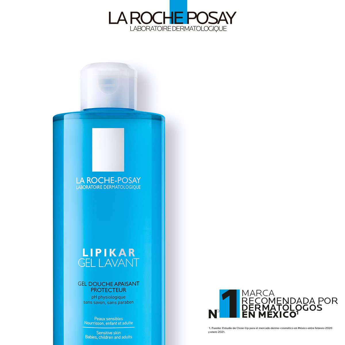La Roche-Posay Lipikar Gel Lavant, Gel de Ducha con Niacinamida para Piel Sensible, Limpiador Suave para Rostro y Cuerpo para Todas las Pieles, 400 ml