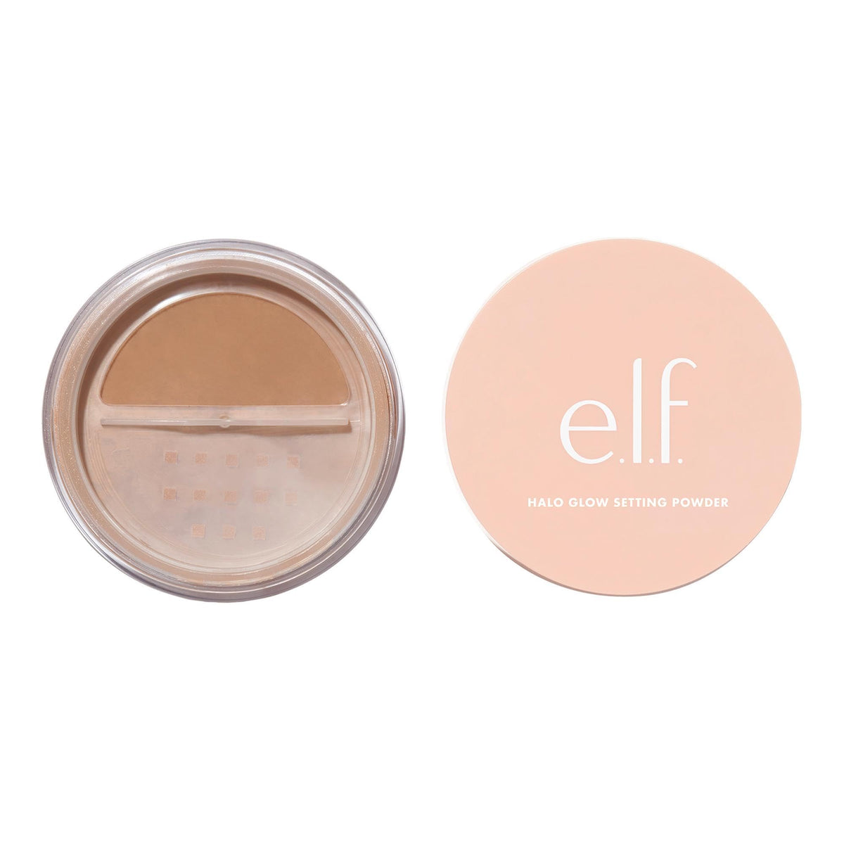 duende. Polvo fijador Halo Glow, sedoso, ingrávido, difuminado, suaviza, minimiza los poros y las líneas finas, crea un efecto de enfoque suave, acabado profundo y semimate, 0.24 oz