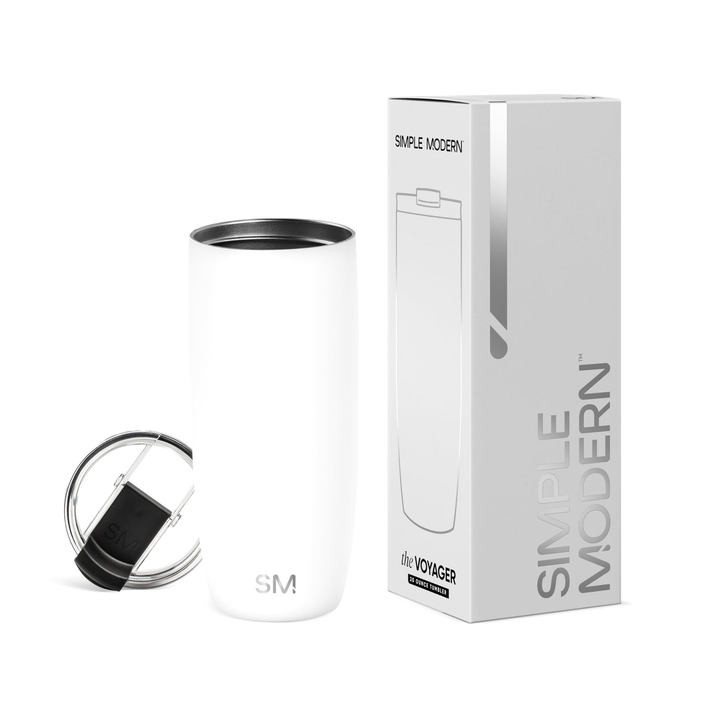 Taza de Café Simple Modern Winter White Aislada de Acero Inoxidable 590ml para Viajes