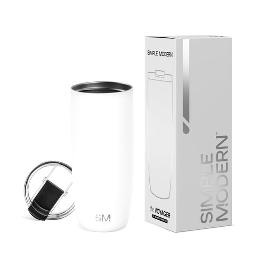 Taza de Café Simple Modern Winter White Aislada de Acero Inoxidable 590ml para Viajes