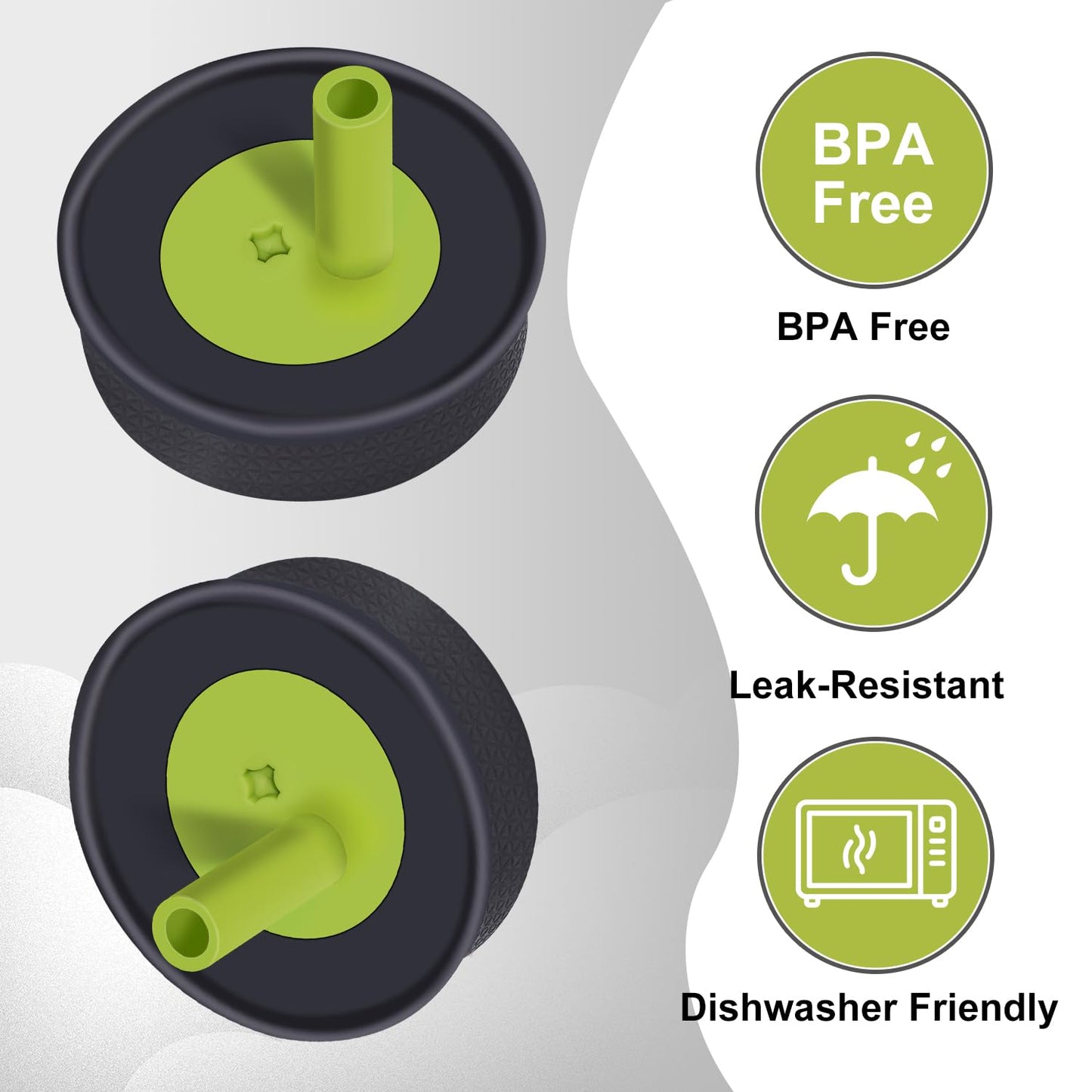 PHULWEL - Paquete de 2 tapas de repuesto para Owala Kids - Vaso aislante de 12 onzas y 15 onzas, tapa resistente a derrames con 4 popotes flexibles, sin BPA, apto para lavaplatos, accesorios para