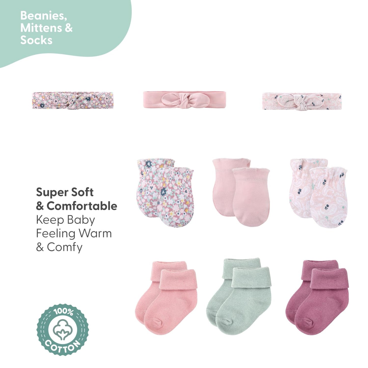 The Peanutshell - Juego de regalo de ropa y accesorios para bebés y niñas, juego de canastas de 16 piezas, ropa infantil de 0 a 3 meses, hallazgos de la lista de bebés, artículos esenciales para