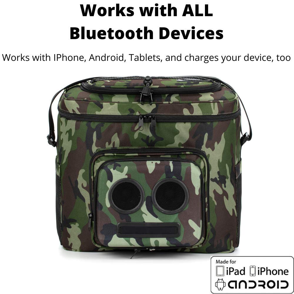 The #1 Cooler with Speakers on Amazon. 15-Watt Bluetooth Speakers & Subwoofer for Parties/Festivals/Boat/Beach. Rechargeable, Works with iPhone & Andr