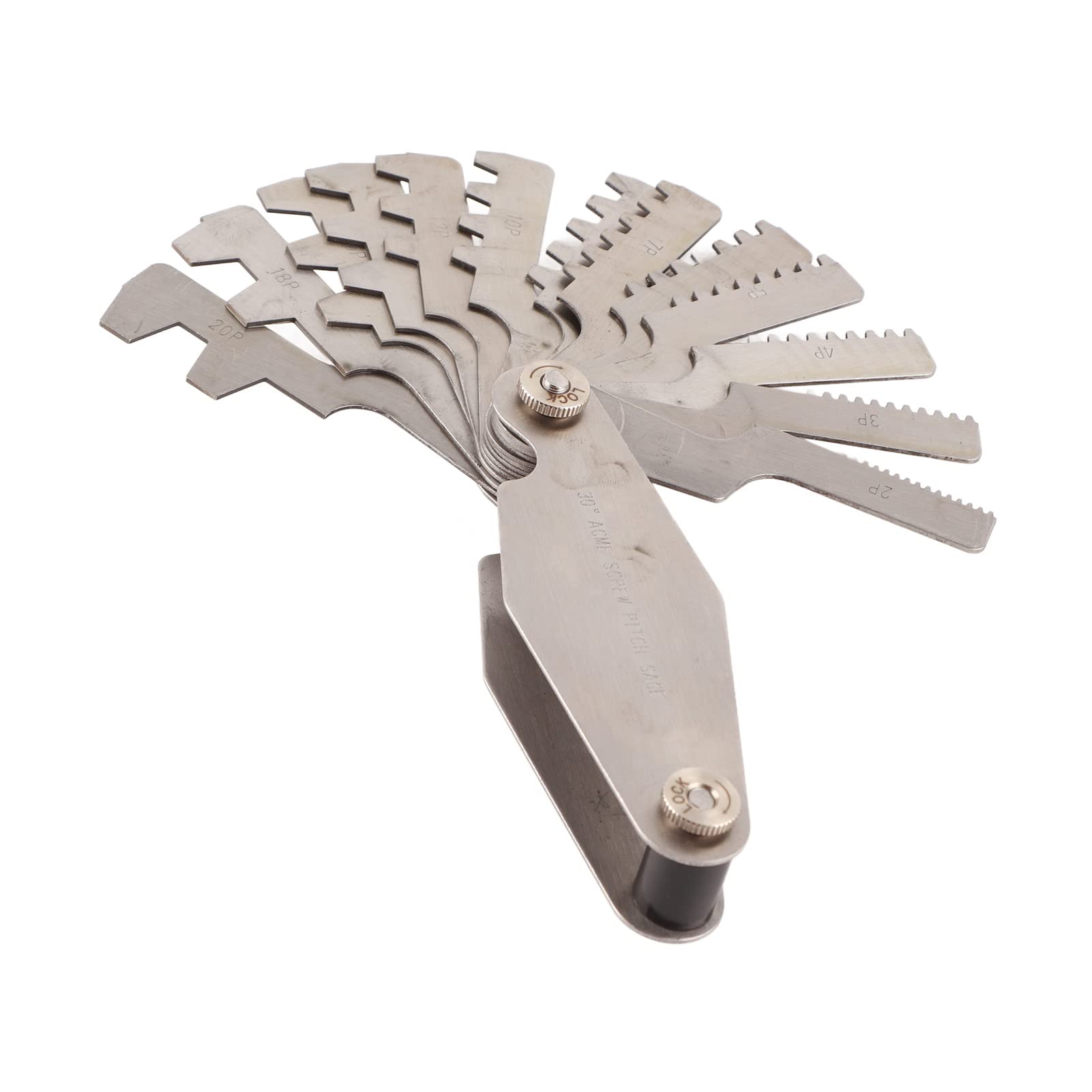Calibrador de Rosca T Calibre de Paso de Rosca de Acero Inoxidable Herramienta de Medición de Paso de Tornillo Conjunto de Calibradores de Rosca Para Medir El Paso de Rosca de Rosca (Calibre de Rosca En T de 30 Grados)