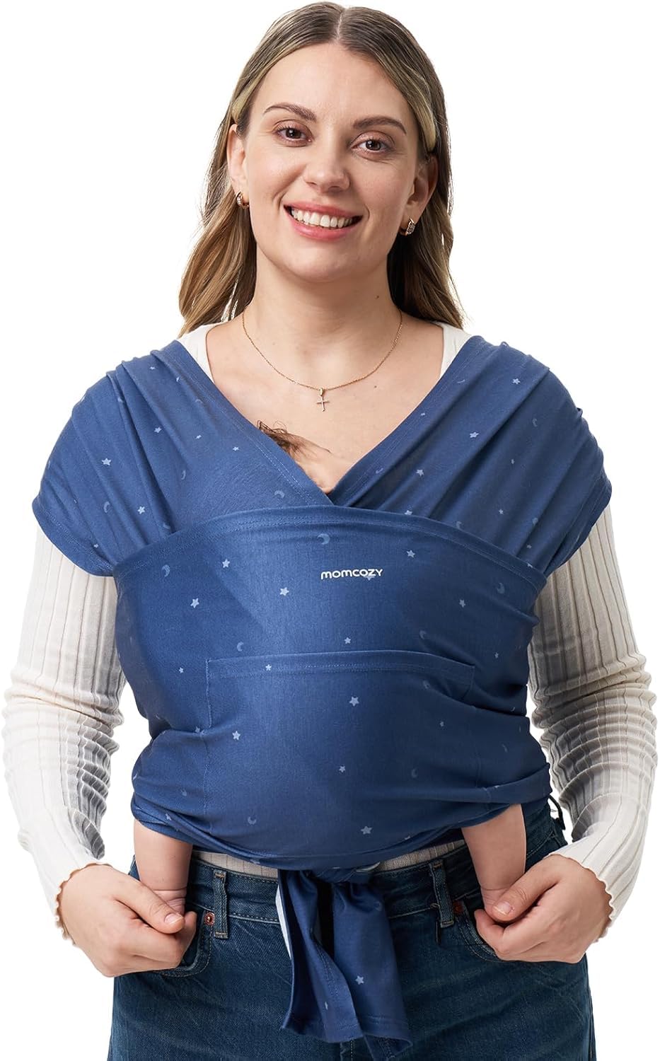 Momcozy Portabebés Envolvente para Bebé, Cargadores Ergonómicos para Infantes desde Recién Nacidos hasta Niños Pequeños de 8-35 libras, Envoltura Ajustable para Bebé que se Adapta a Adultos Tallas