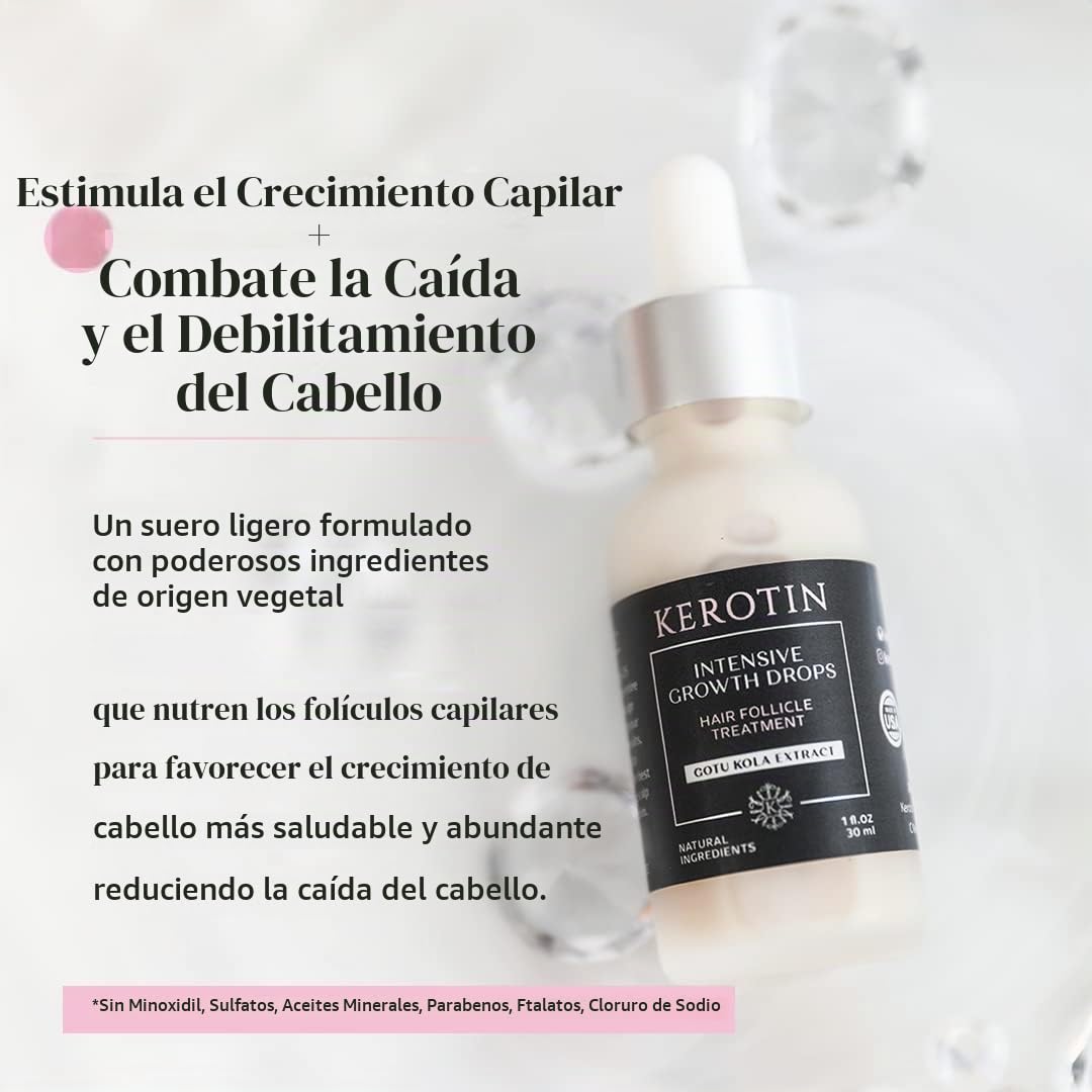 Suero Crecimiento Cabello Kerotin Ricino Bloqueador DHT para Mujer