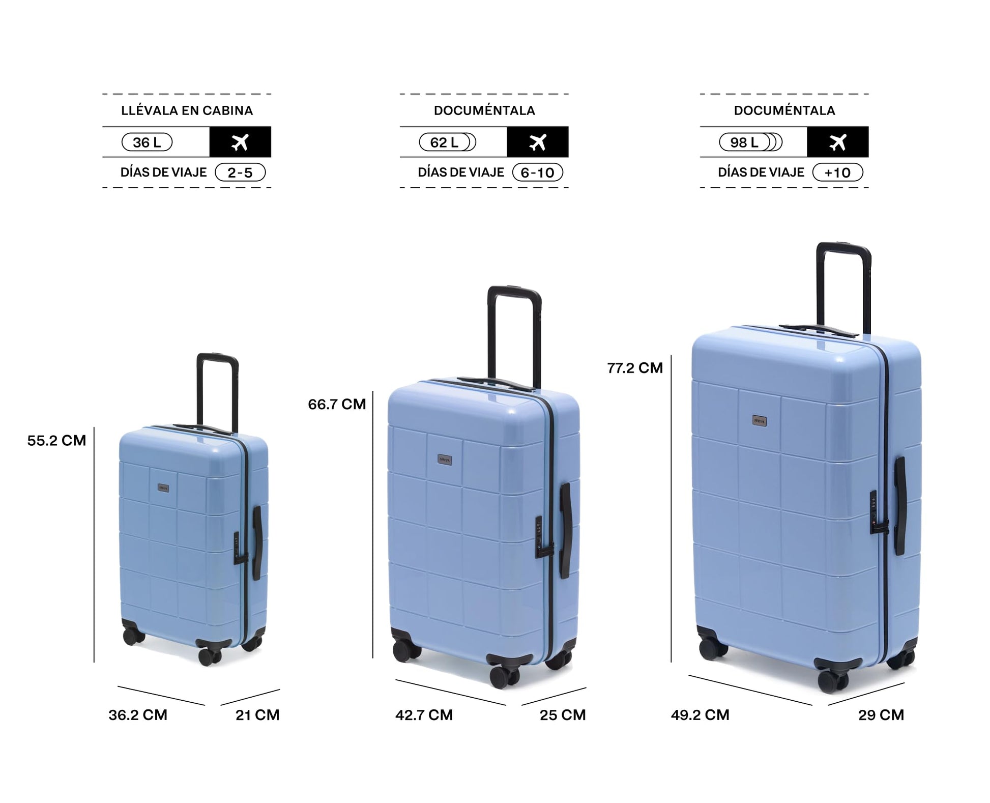 Mappa Lite - Maleta de Viaje Rígida y Ligera con 3 Años de Garantía, Hecha de Makrolon y ABS, 4 Ruedas Giratorias 360 con Tecnología Japonesa Hinomoto, Candado TSA, Correas Ajustables