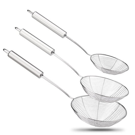 Juego de Cucharones Coladores de Malla Fina Acero Inoxidable para Cocina