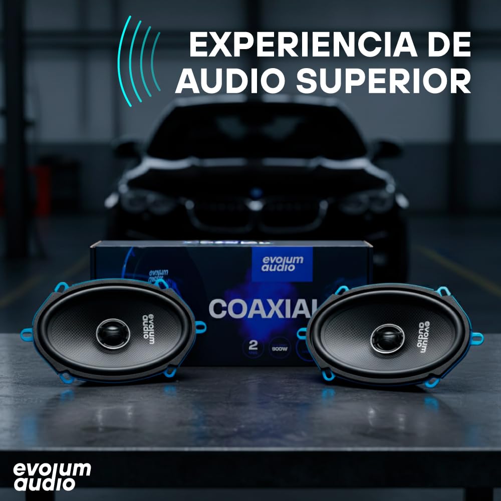 Evolum Audio - Kit Bocinas 2 Vías - Sonido Claro y Potente - Potencia RMS de 150 W - Gran Volumen y Claridad sin Distorsión - Fácil Instalación & Amplia Compatibilidad - Modelo Coaxial (5x7 in)