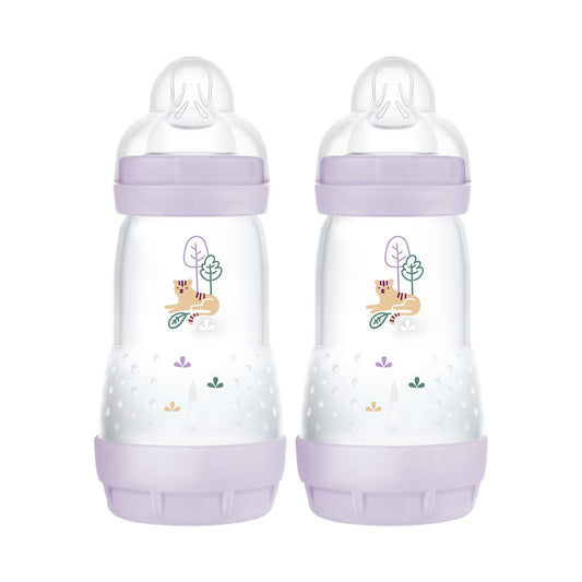 MAM Easy Start - Biberón anticólico de 9 onzas, flujo medio, botella de pezón de silicona similar a la lactancia materna, reduce los cólicos, gas y reflujo, fácil de limpiar, sin BPA, biberones