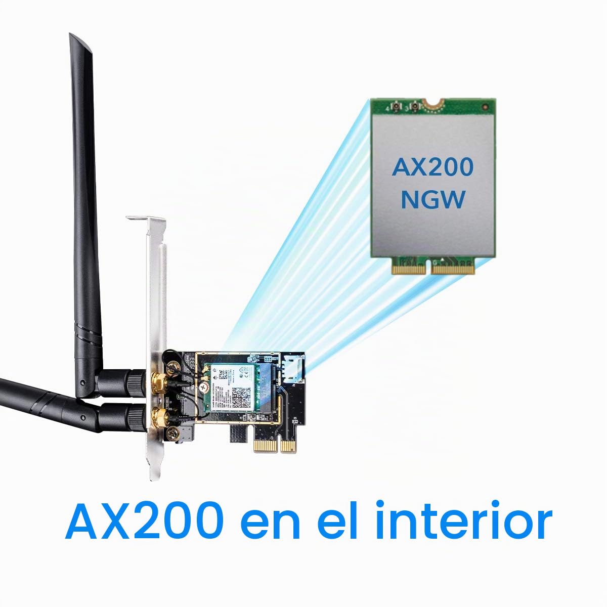 Tarjeta PCIe WiFi 6 AX 3000 Mbps Cudy WE3000 con Bluetooth 5.0 para PC, Interior AX200, para Windows 10 64 bits