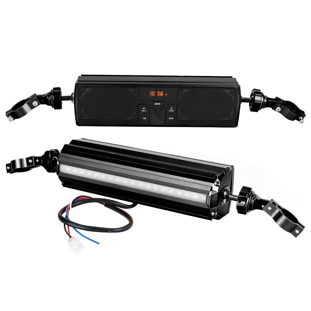 Dweekiy Altavoz estéreo para Moto, Manillar de modificación de Motocicleta de Audio de Sonido Antideslizante a Prueba de Agua(Negro)