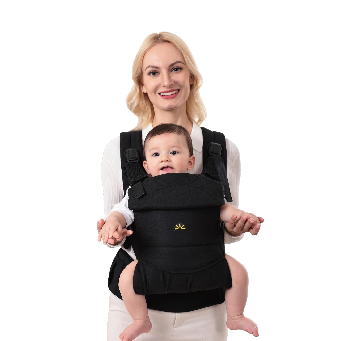 Dawnbud - Portabebés para recién nacidos y niños, ajustable, ultrasuave y ligero, ergonómico con soporte para la cabeza, equipo de viaje para bebés, artículos esenciales para bebés (negro)