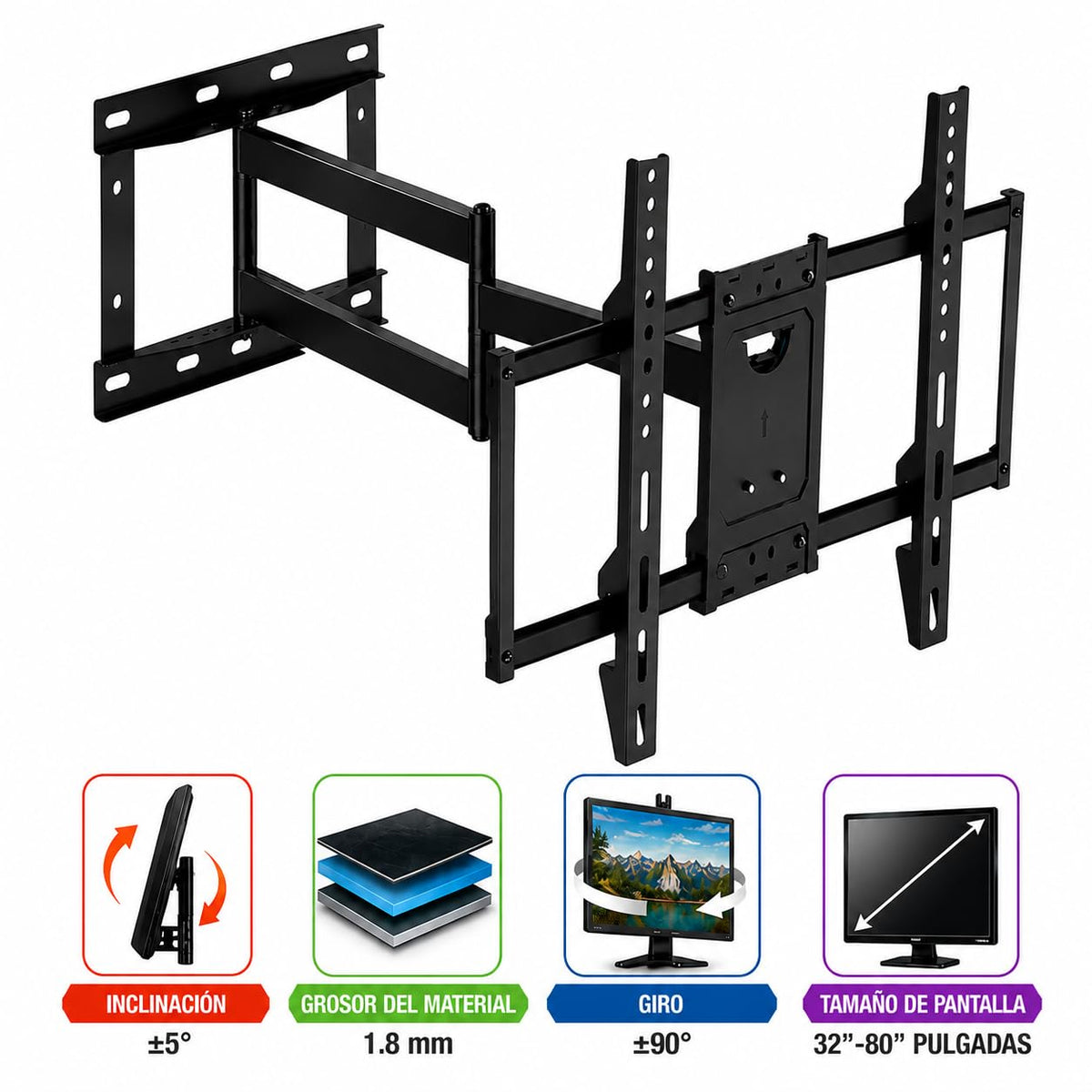 Soporte TV Lucky Owl Móvil CP643-FM3280 para Pantallas 32” a 80” hasta 40 kg VESA 600 x 400 mm