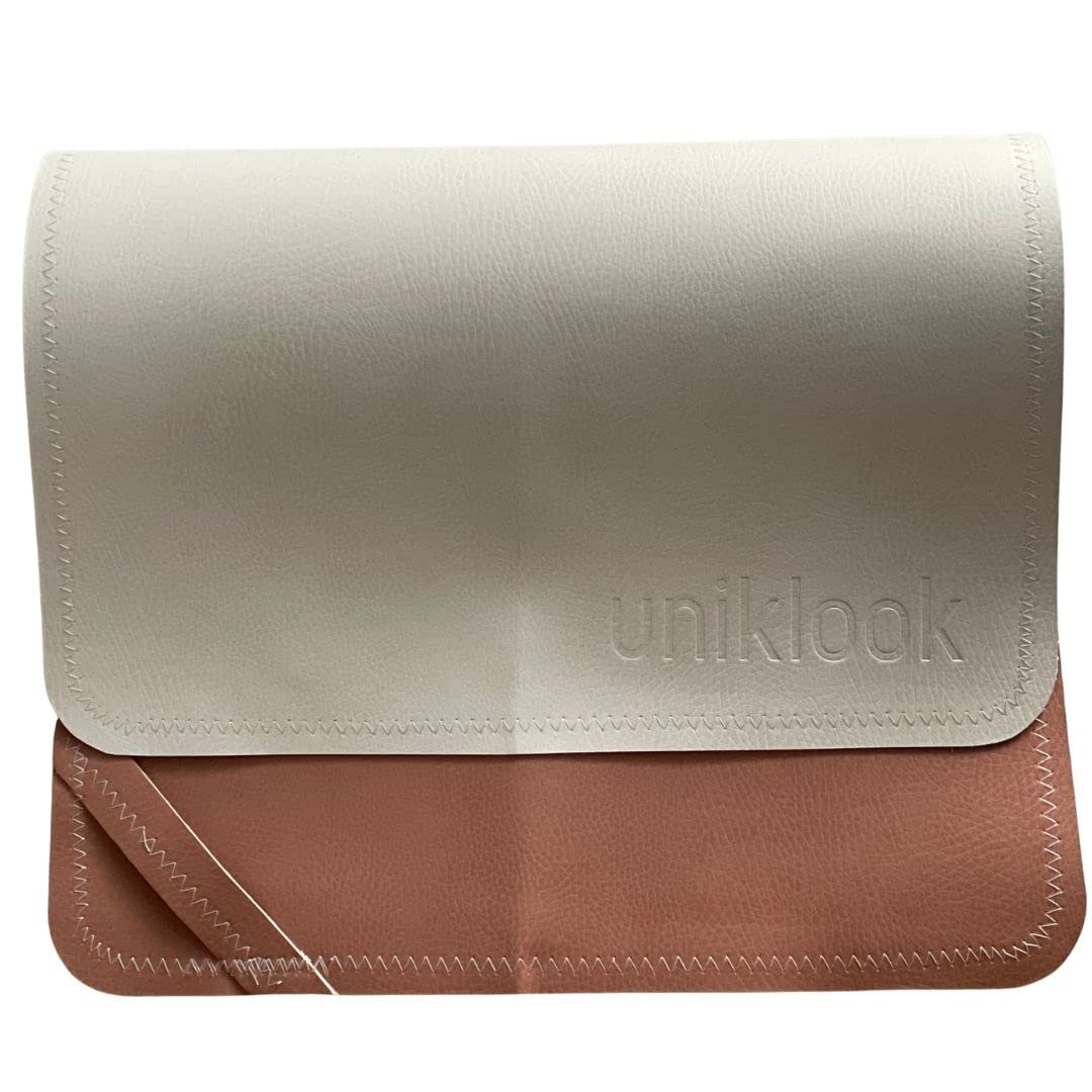 Uniklook - Cambiador de piel vegana para bebé bebé, impermeable, pañales, alfombrilla de colocación para mascotas o computadora, viaje portátil (16 x 30 pulgadas, marfil + terracota)