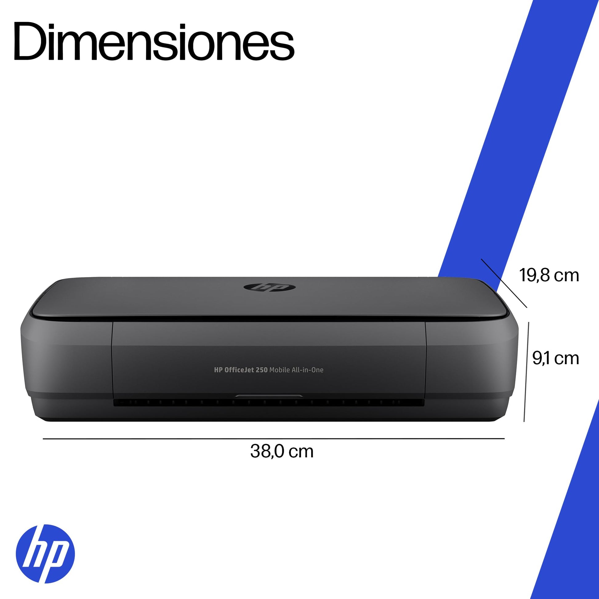 HP Impresora OfficeJet 250 Portátil, Todo-En-Uno, Color, Wi-Fi, Bluetooth, Smart App, Imprime, Copia y Escanea, Negro (CZ992A)
