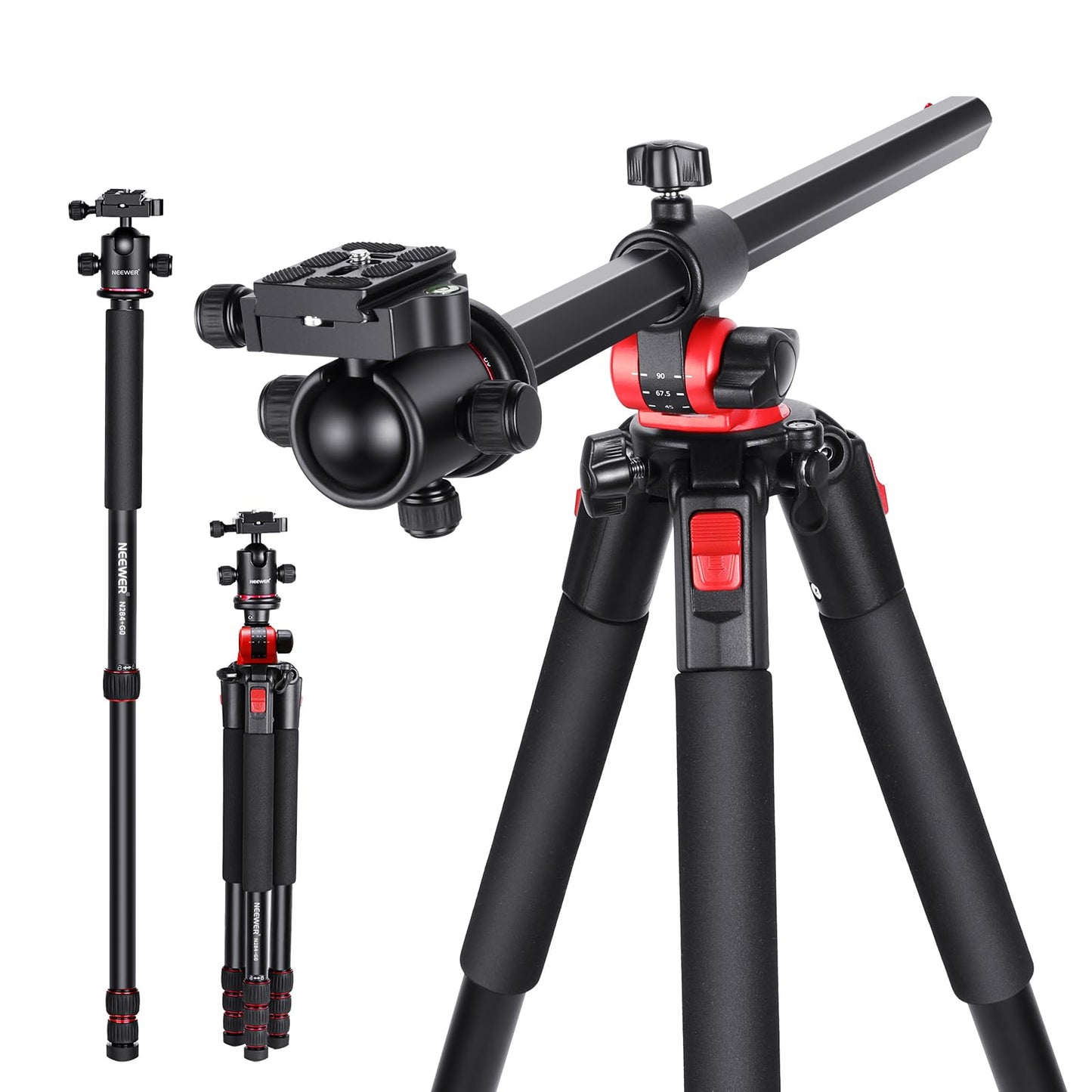 Monopié NEEWER Aluminio 184cm con Rótula y Placa QR Tipo Arca para Cámara Réflex Digital y Videocámara