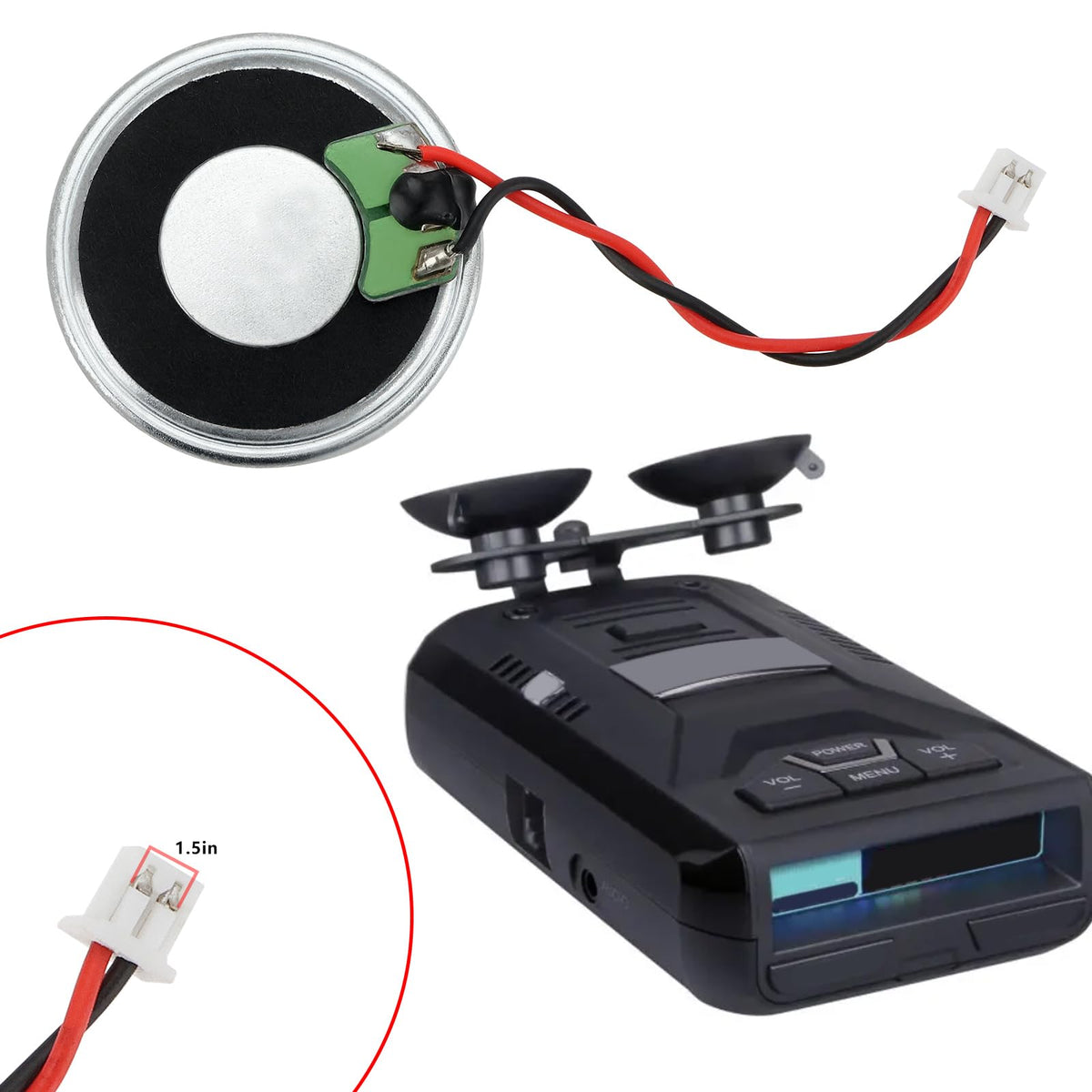 Altavoz Interno eMagTech Negro con Detector de Radar 28 mm para Uniden R1 R3 R4 R7 R8