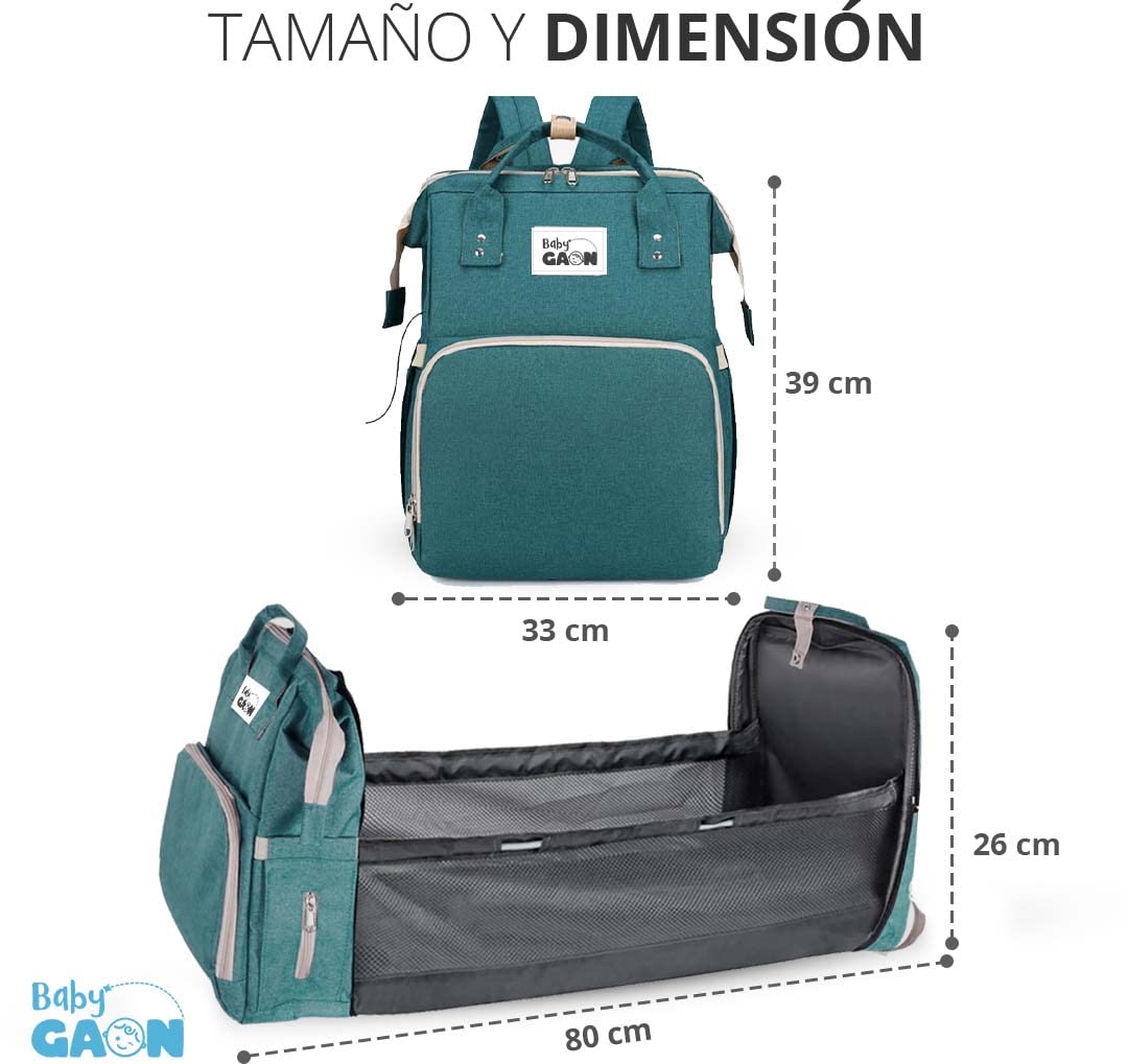Mochila Moderna Térmica Con Cambiador Pañalera Multifuncional, Bolso Pañales Gran Capacidad, 15 Compartimientos Organizadores Moderna Bolsa de Pañales … (Verde.)-#11001001013101010502#