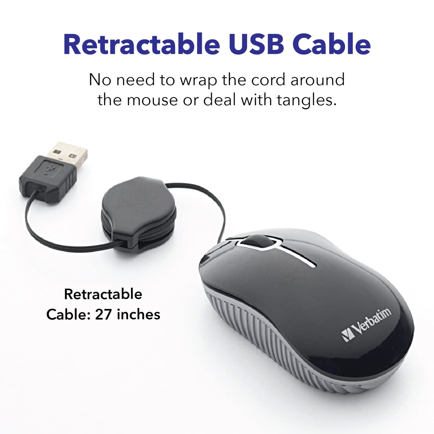 Mouse óptico Verbatim Mini USB-A Plug & Play Negro para computadora