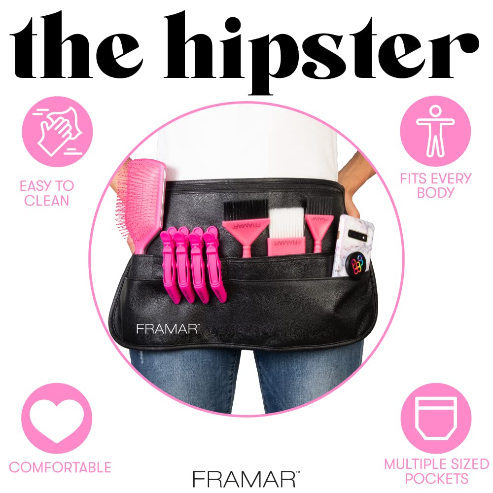FRAMAR - Cinturón hipster para peluquería, cinturón de peluquero, delantales de salón para peluquero, funda para estilista, cinturón de maquillaje profesional, cintura de maquillaje, bolsa de tijeras, cinturón de maquillaje