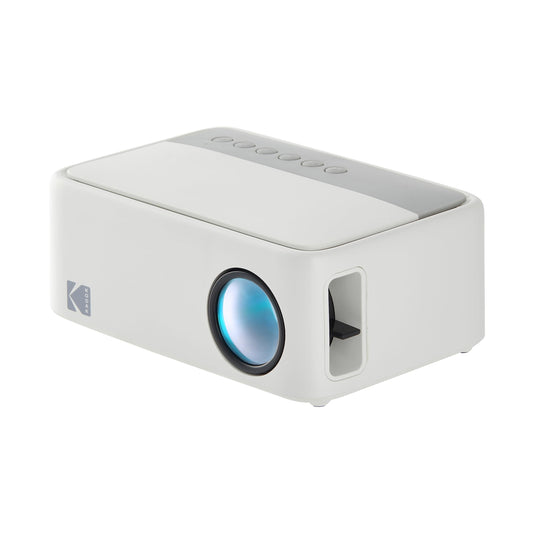 KODAK FLIK X1 Mini proyector Pico | Proyector portátil compacto de 100 pulgadas con control remoto y altavoces de 2 W reproduce películas, programas de televisión y juegos, compatible con HDMI, USB, AV, smartphone, Firestick, color blanco