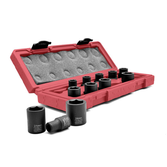 Knova Juego de Dados de Impacto profesionales Cortos Milimetricos 1/2" 12 piezas 6 puntas