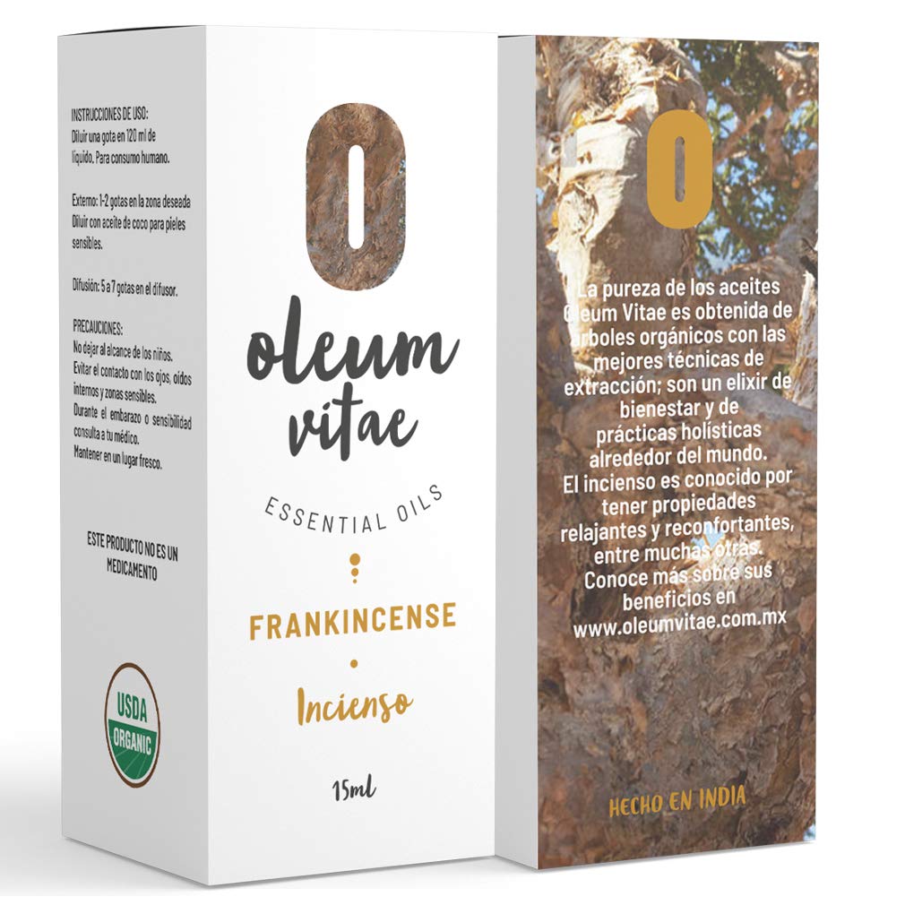 Aceite Esencial OLEUM VITAE Incienso 100% Puro y Orgánico Certificado USDA 15ml