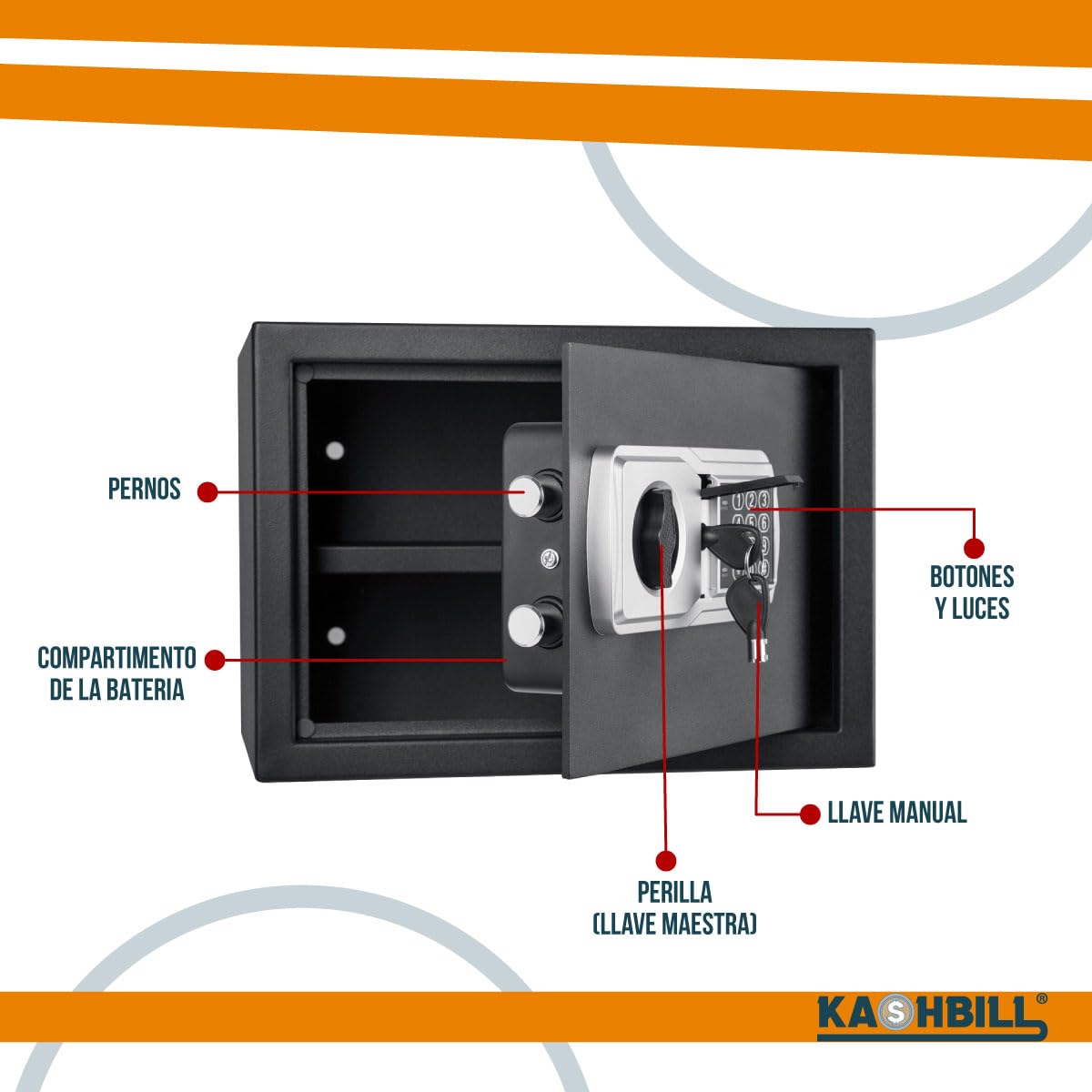 Caja Fuerte Digital Grande Modelo CF04 30x38x30 cm, Cierre Electrónico con Teclado y Llave de Emergencia caja fuerte para casa