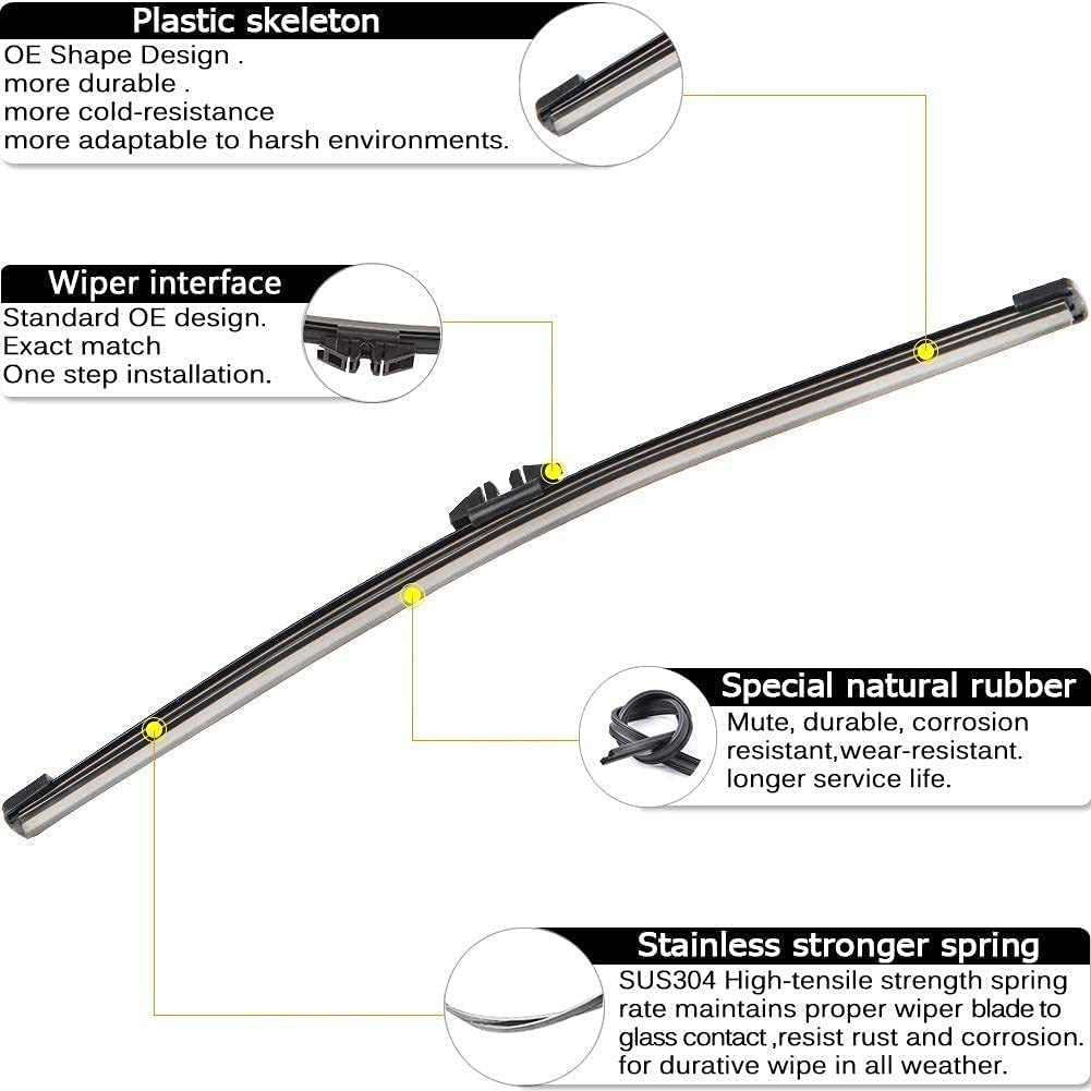 AUTOBOO - Limpiaparabrisas delantero de 71 y 71 cm y trasero de 38 cm, paquete de 3