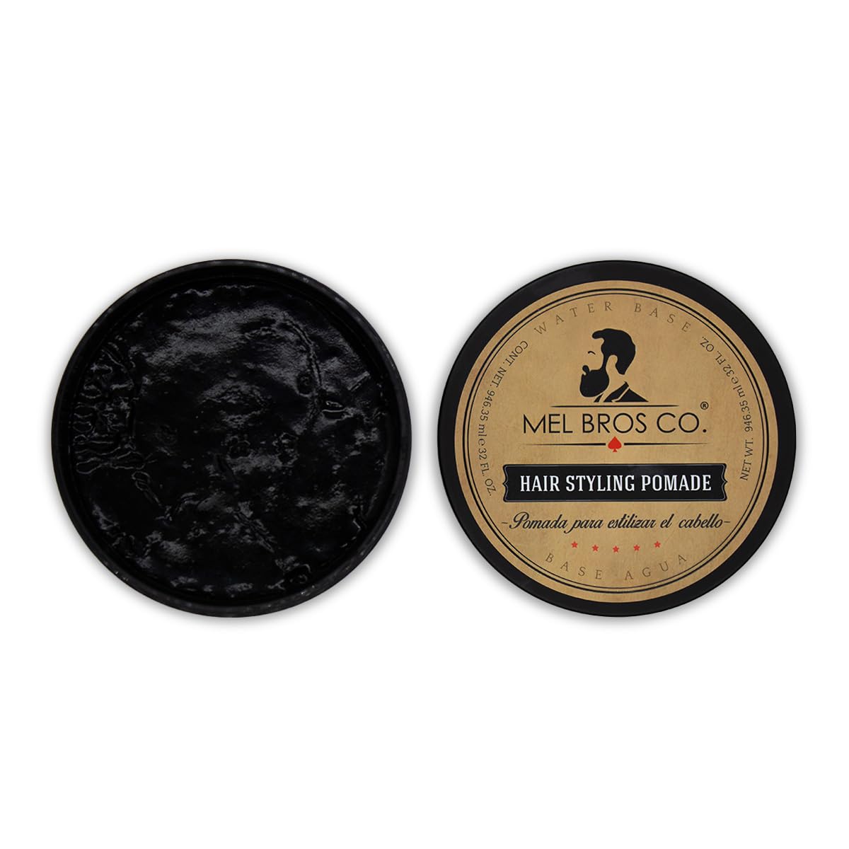 MEL BROS CO. - Hair Styling Pomade - Pomada para estilizar el Cabello. Base Agua. (32 oz / 946.35 ml, Extra Fijación)